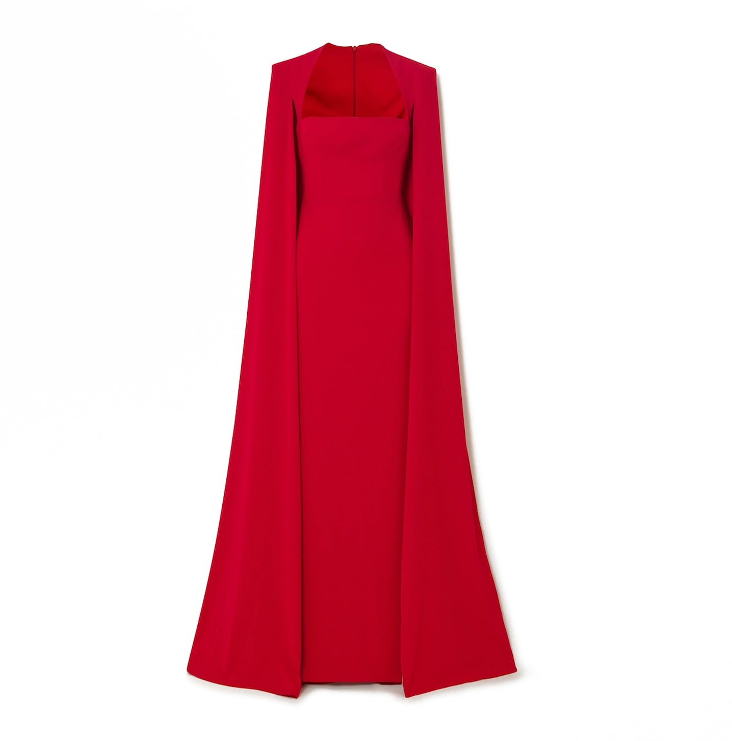 Red Cape-Effect Crepe Gown